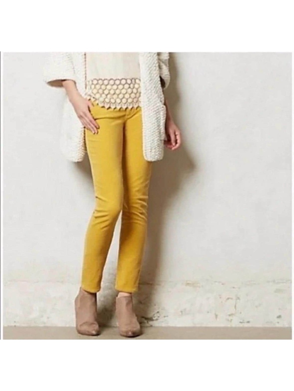 AG Adriano Goldschmied Stevie Slim Straight Corduroy Pants Yellow Mustard